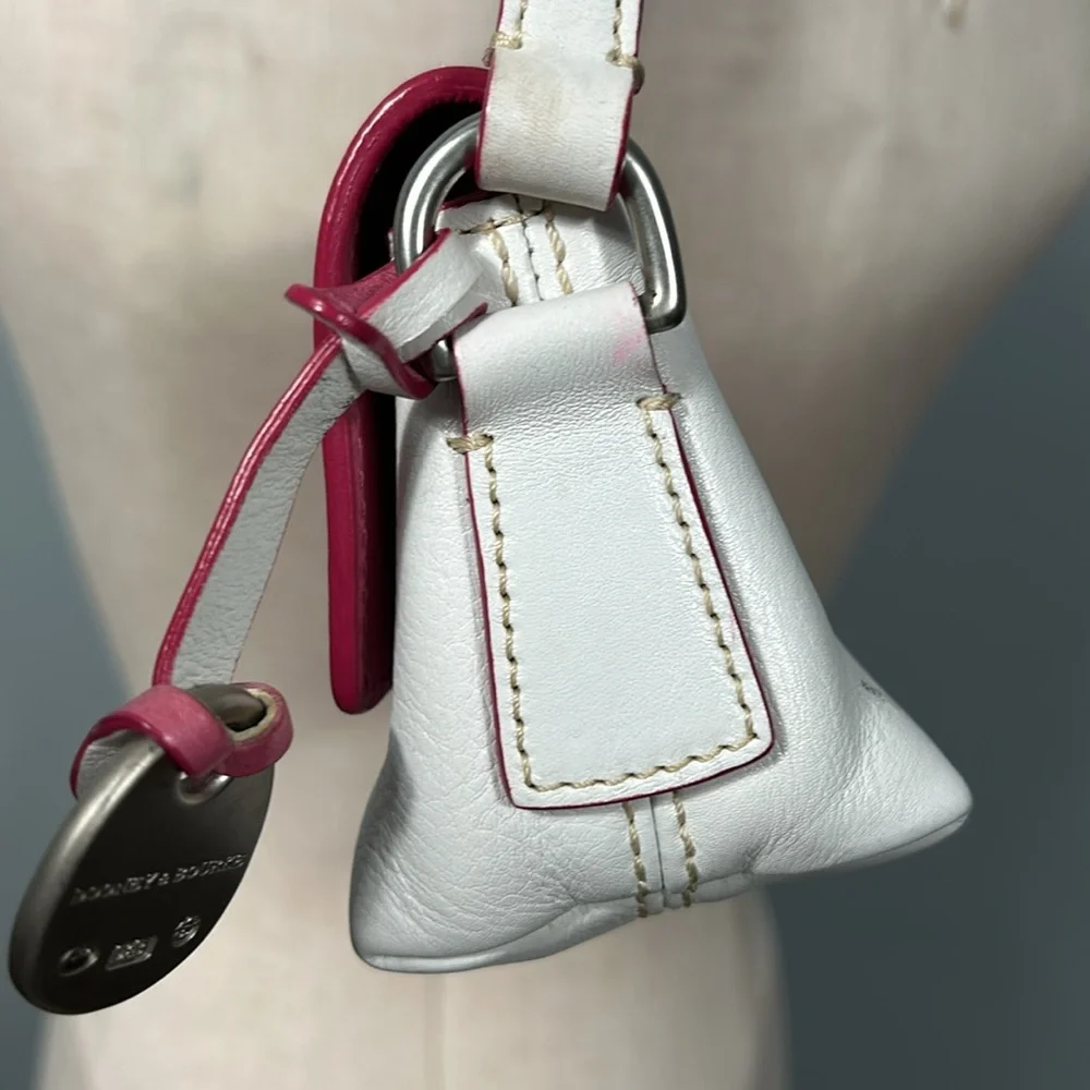 Dooney & Bourke Women's White Leather Heart Buckle Baguette Shoulder - Picture 8 of 16